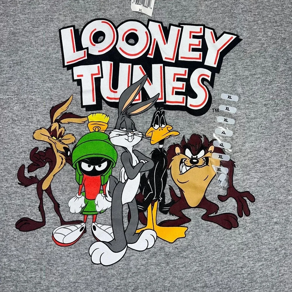NWT Looney Tunes T Shirt Men's Sz XL Gray Bugs Bunny Taz Marvin Daffy Coyote Tee